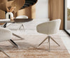 Dining Chair Vinka Bouclé White Cross Base 360° Swivel Silver Pocket Springs