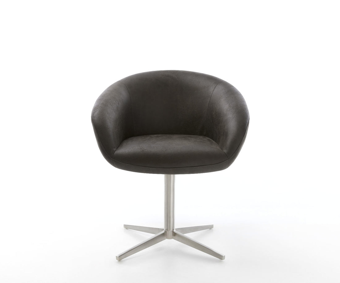 Dining Chair Vinka Microfiber Anthracite Vintage Star Base 360° Swivel Silver Pocket Springs