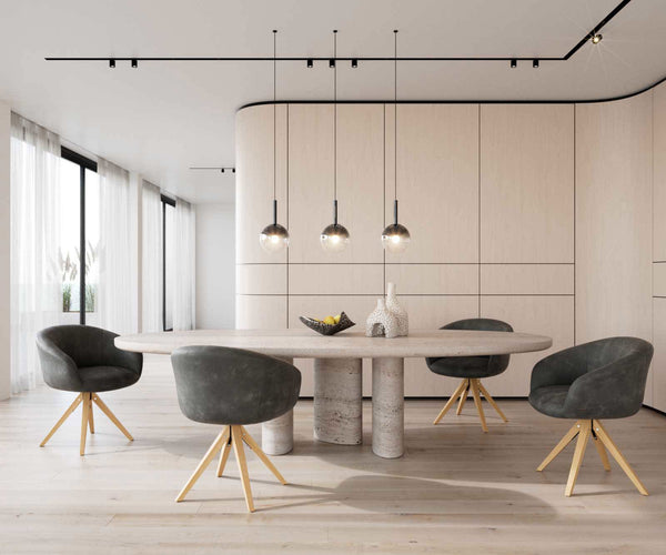 Dining Chair Vinka Microfiber Anthracite Vintage Cross Angular Base Wooden 180° Swivel Pocket Springs