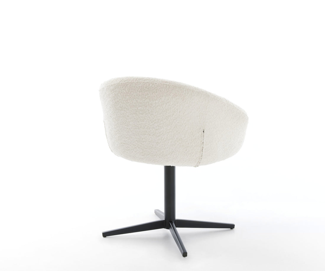 Dining Chair Vinka Bouclé White Star Base 360° Swivel Black Pocket Springs