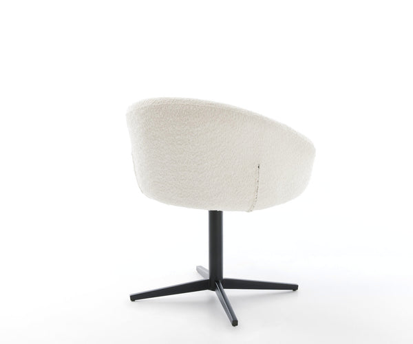 Dining Chair Vinka Bouclé White Star Base 360° Swivel Black Pocket Springs