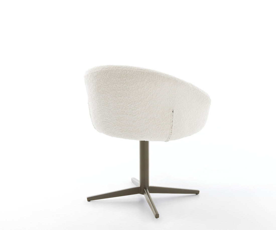 Dining Chair Vinka Bouclé White Star Base 360° Swivel Titanium Pocket Springs