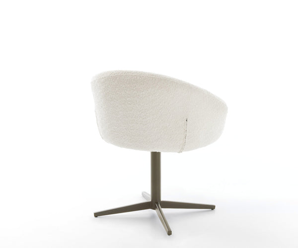 Dining Chair Vinka Bouclé White Star Base 360° Swivel Titanium Pocket Springs