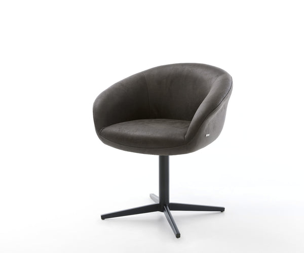 Dining Chair Vinka Microfiber Anthracite Vintage Star Base 360° Swivel Black Pocket Springs