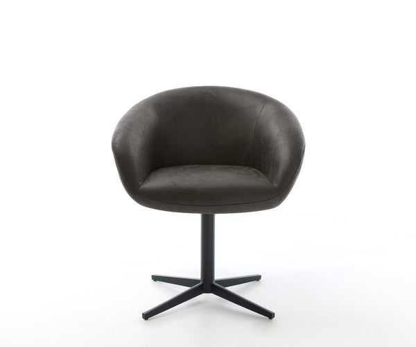 Dining Chair Vinka Microfiber Anthracite Vintage Star Base 360° Swivel Black Pocket Springs