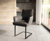 Dining Chair Heira Microfiber Anthracite Vintage Cantilever Flat Base Black Pocket Springs