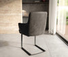 Dining Chair Heira Microfiber Anthracite Vintage Cantilever Flat Base Black Pocket Springs