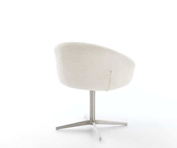 Dining Chair Vinka Bouclé White Star Base 360° Swivel Silver Pocket Springs