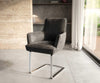 Dining Chair Heira Microfiber Anthracite Vintage Cantilever Flat Base Silver Pocket Springs