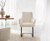 Dining Chair Heira Bouclé White Cantilever Flat Base Black Pocket Springs