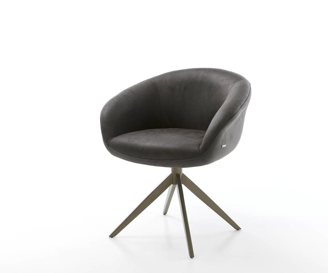 Dining Chair Vinka Microfiber Anthracite Vintage Cross Base 360° Swivel Titanium Pocket Springs