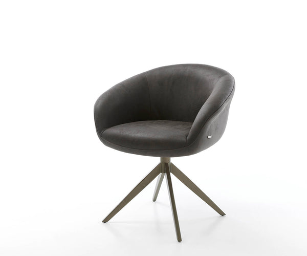 Dining Chair Vinka Microfiber Anthracite Vintage Cross Base 360° Swivel Titanium Pocket Springs