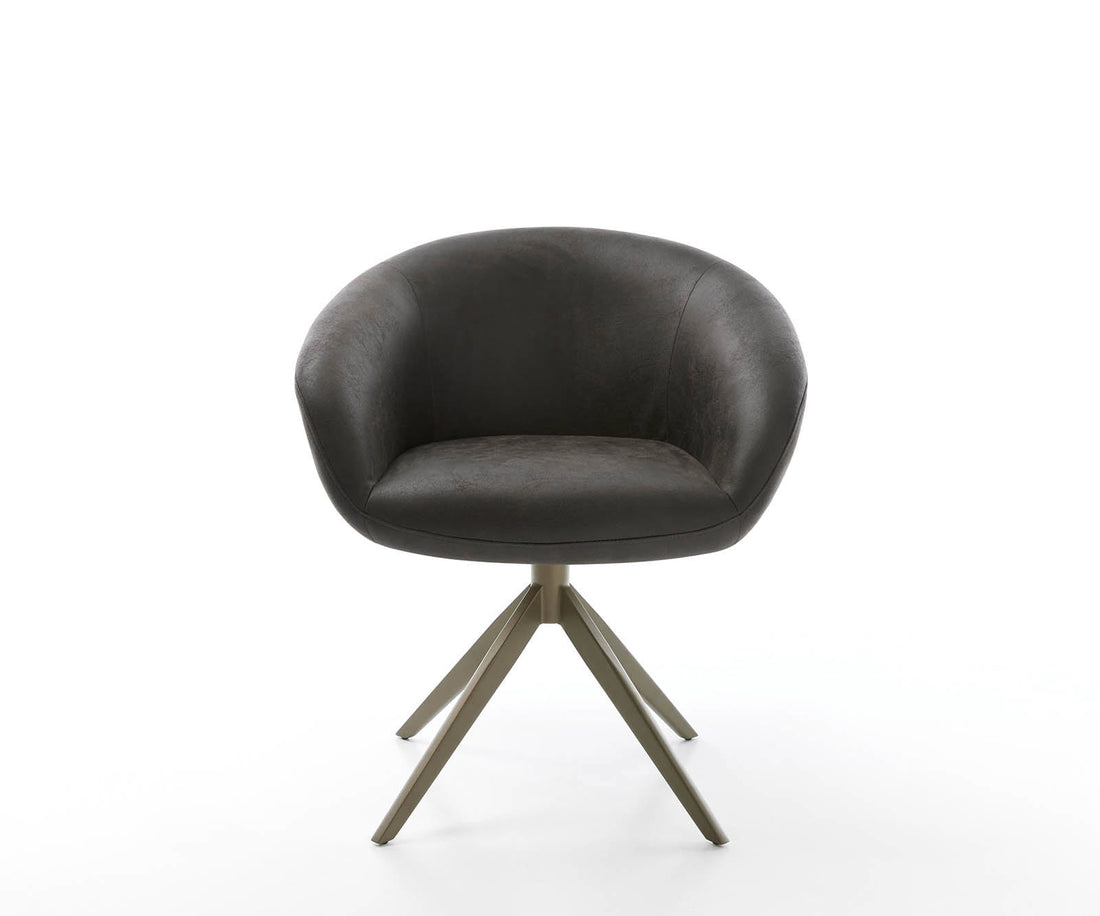 Dining Chair Vinka Microfiber Anthracite Vintage Cross Base 360° Swivel Titanium Pocket Springs