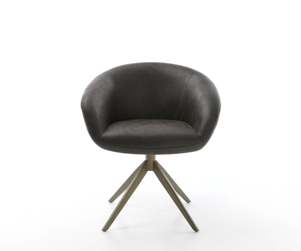 Dining Chair Vinka Microfiber Anthracite Vintage Cross Base 360° Swivel Titanium Pocket Springs