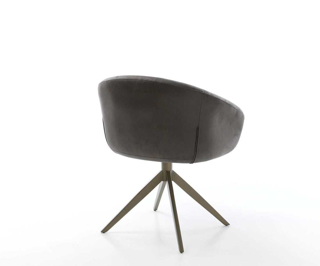 Dining Chair Vinka Microfiber Anthracite Vintage Cross Base 360° Swivel Titanium Pocket Springs