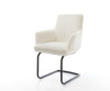 Dining Chair Heira Bouclé White Cantilever Round Base Black Pocket Springs