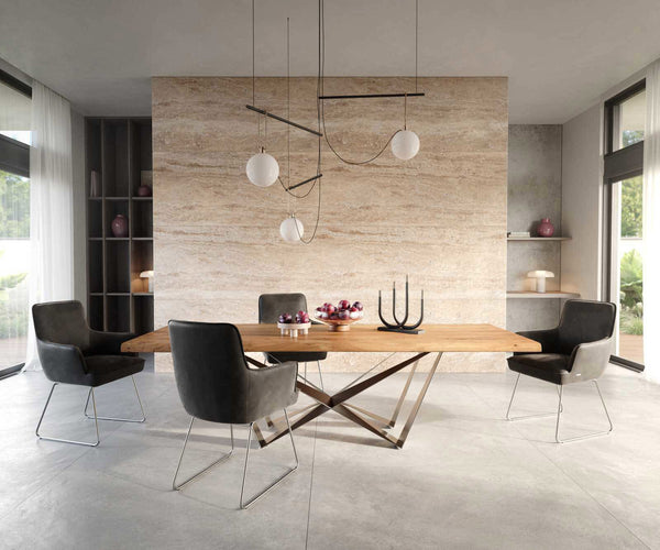 Dining Chair Heira Microfiber Anthracite Vintage Sled Base Silver Pocket Springs