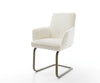 Dining Chair Heira Bouclé White Cantilever Flat Base Titanium Pocket Springs