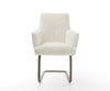 Dining Chair Heira Bouclé White Cantilever Flat Base Titanium Pocket Springs