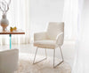 Dining Chair Heira Bouclé White Sled Base Silver Pocket Springs