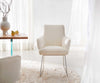 Dining Chair Heira Bouclé White Sled Base Silver Pocket Springs