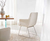 Dining Chair Heira Bouclé White Sled Base Silver Pocket Springs