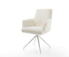 Dining Chair Heira Bouclé White Cross Conical Base Silver 180° Swivel Pocket Springs