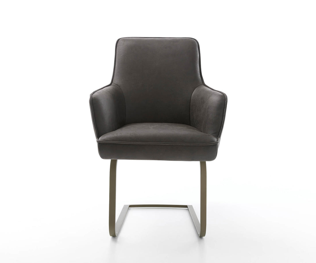 Dining Chair Heira Microfiber Anthracite Vintage Cantilever Flat Base Titanium Pocket Springs