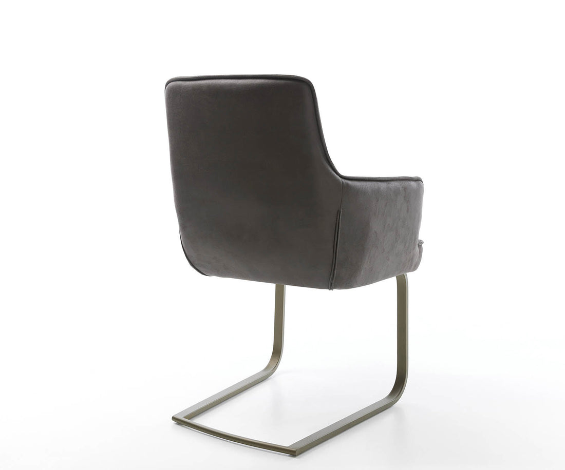 Dining Chair Heira Microfiber Anthracite Vintage Cantilever Flat Base Titanium Pocket Springs