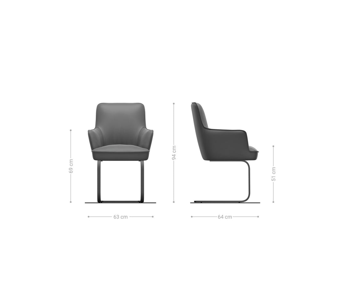 Dining Chair Heira Microfiber Anthracite Vintage Cantilever Flat Base Titanium Pocket Springs