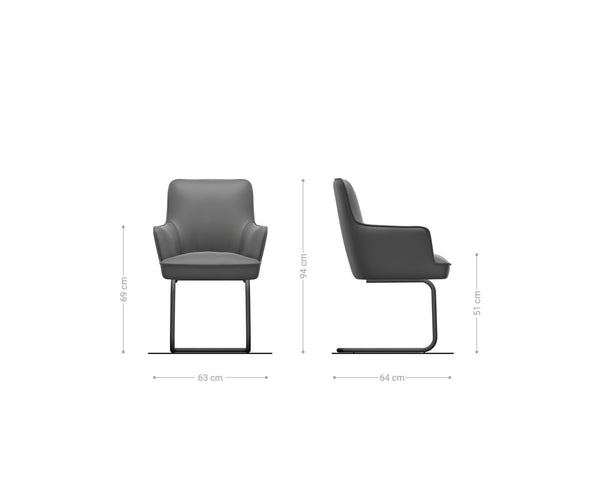 Dining Chair Heira Microfiber Anthracite Vintage Cantilever Round Base Black Pocket Springs