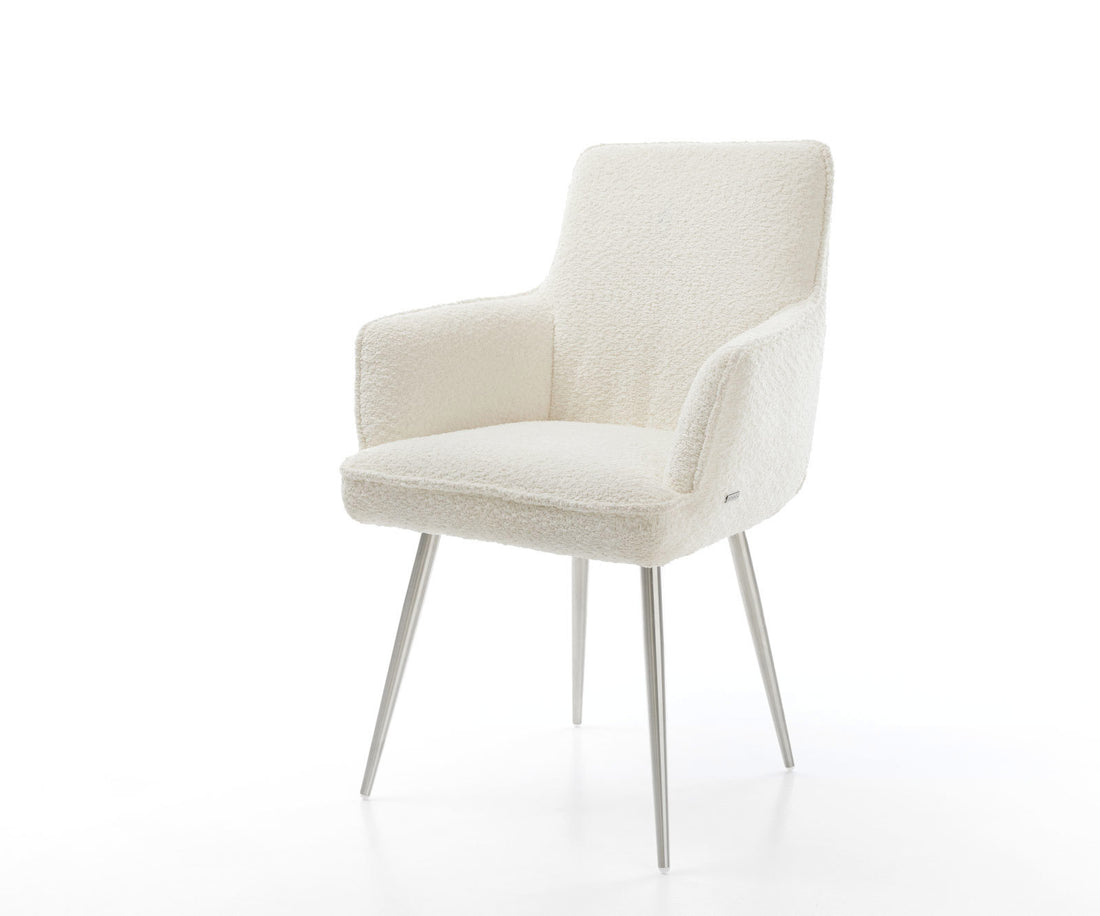 Dining Chair Heira Bouclé White 4 Legs Base Silver Pocket Springs