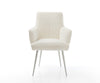 Dining Chair Heira Bouclé White 4 Legs Base Silver Pocket Springs