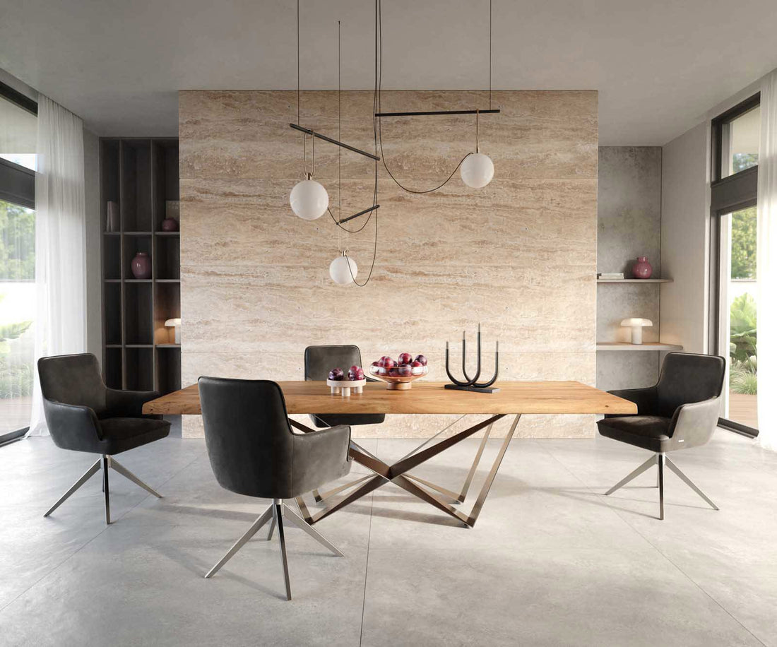 Dining Chair Heira Microfiber Anthracite Vintage Cross Base 360° Swivel Silver Pocket Springs