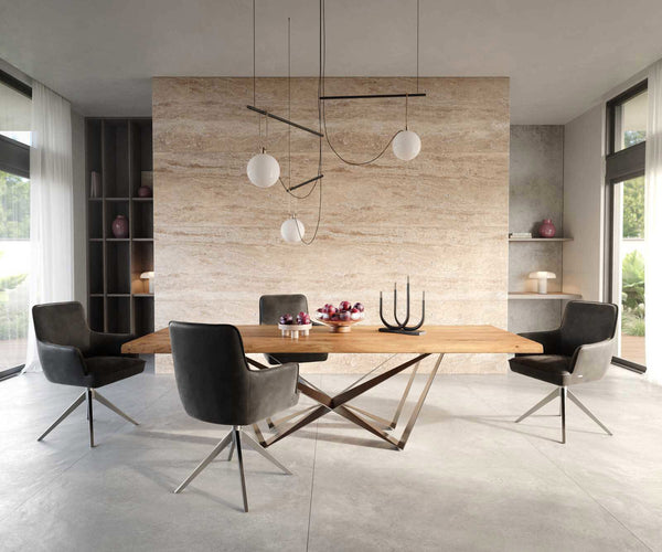 Dining Chair Heira Microfiber Anthracite Vintage Cross Base 360° Swivel Silver Pocket Springs