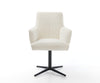 Dining Chair Heira Bouclé White Star Base 360° Swivel Black Pocket Springs