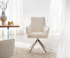 Dining Chair Heira Bouclé White Cross Base 360° Swivel Silver Pocket Springs