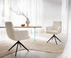 Dining Chair Heira Bouclé White Cross Base 360° Swivel Black Pocket Springs