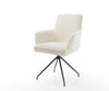 Dining Chair Heira Bouclé White Cross Conical Base Black 180° Swivel Pocket Springs