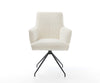 Dining Chair Heira Bouclé White Cross Conical Base Black 180° Swivel Pocket Springs