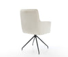 Dining Chair Heira Bouclé White Cross Conical Base Black 180° Swivel Pocket Springs