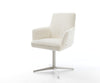 Dining Chair Heira Bouclé White Star Base 360° Swivel Silver Pocket Springs