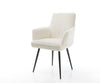 Dining Chair Heira Bouclé White 4 Legs Base Black Pocket Springs