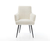 Dining Chair Heira Bouclé White 4 Legs Base Black Pocket Springs