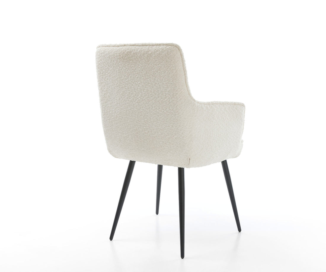 Dining Chair Heira Bouclé White 4 Legs Base Black Pocket Springs