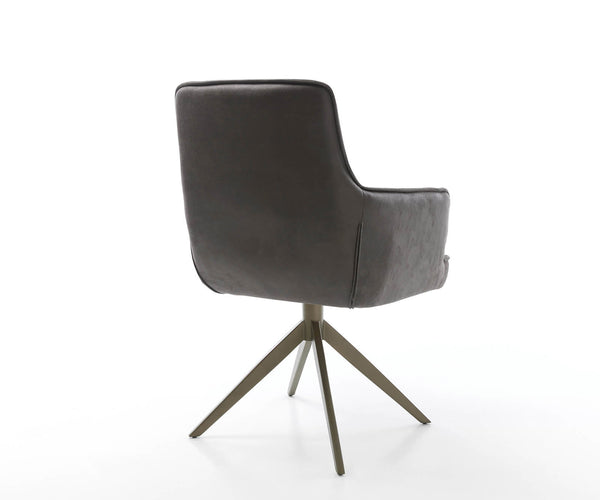 Dining Chair Heira Microfiber Anthracite Vintage Cross Base 360° Swivel Titanium Pocket Springs