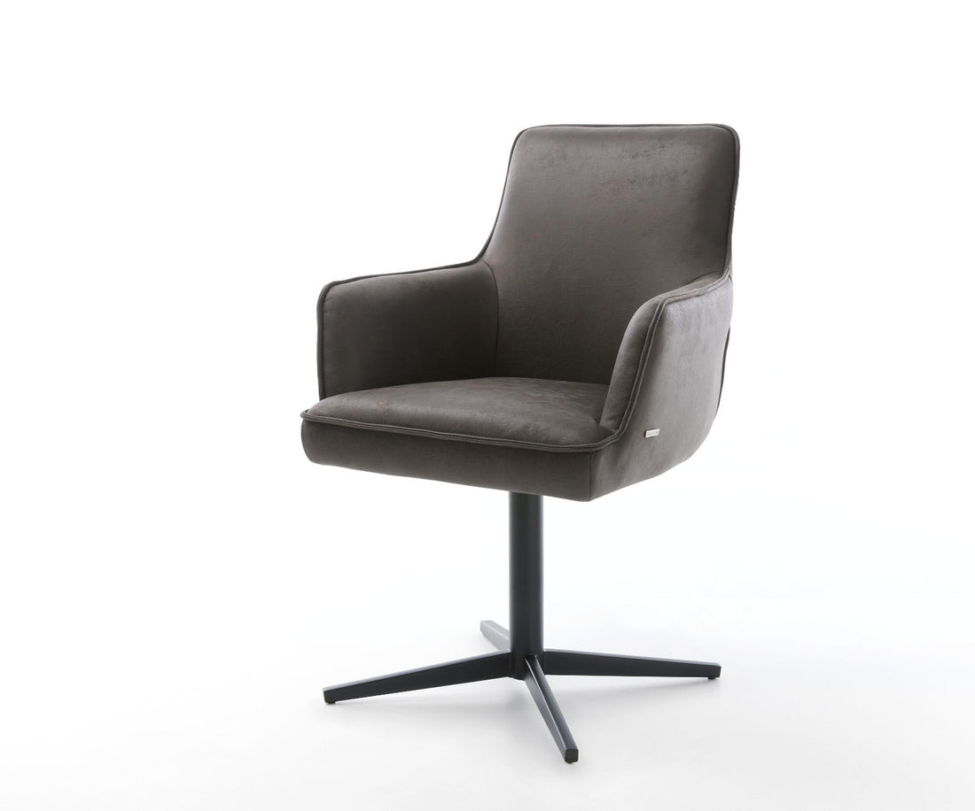 Dining Chair Heira Microfiber Anthracite Vintage Star Base 360° Swivel Black Pocket Springs