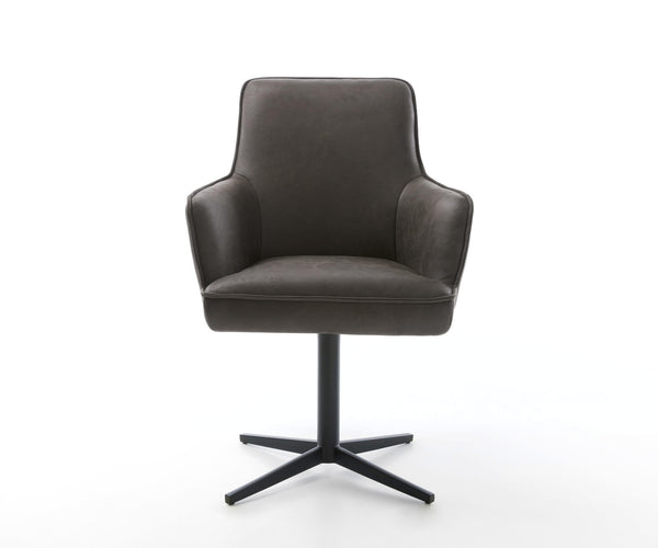 Dining Chair Heira Microfiber Anthracite Vintage Star Base 360° Swivel Black Pocket Springs