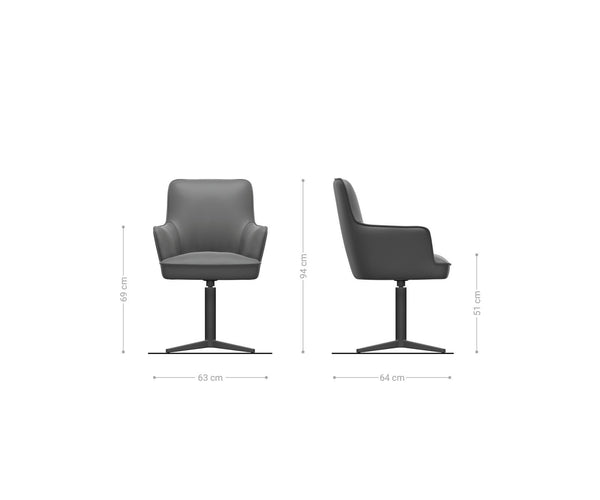Dining Chair Heira Microfiber Anthracite Vintage Star Base 360° Swivel Black Pocket Springs