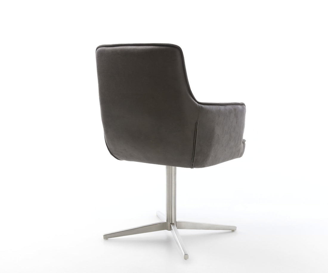 Dining Chair Heira Microfiber Anthracite Vintage Star Base 360° Swivel Silver Pocket Springs